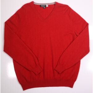 Saks Fifth Avenue Men's Red 100% Scottish Cashmere V-Neck Sweater XXL